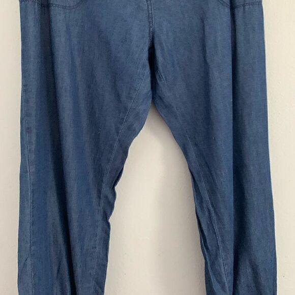 Tahari dark blue Wash chambray drawstring jogger style pants size large - Picture 4 of 7